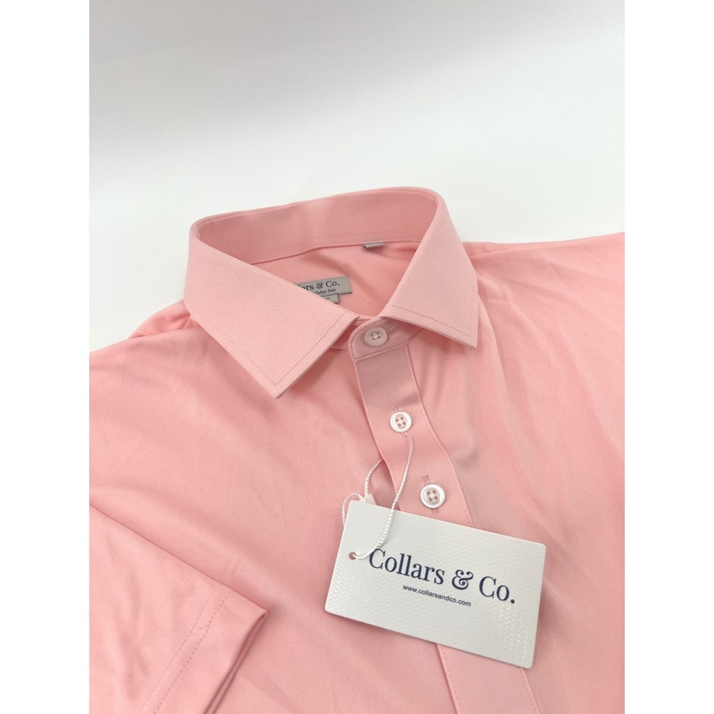 Collars & Co. Dress Men LG Pink Short Sleeve Original Fit Polo Preppy Old Money